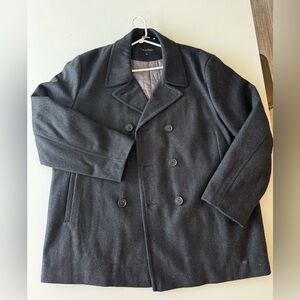 Calvin Klein Men’s Wool-Blend Pea Coat – Charcoal Grey – XL